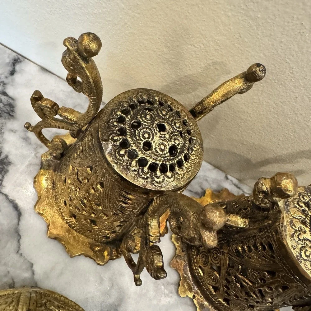 Set 3 Vintage Solid Brass Greek / Orthodox Tabletop Incense  Burners ~ Thuribles